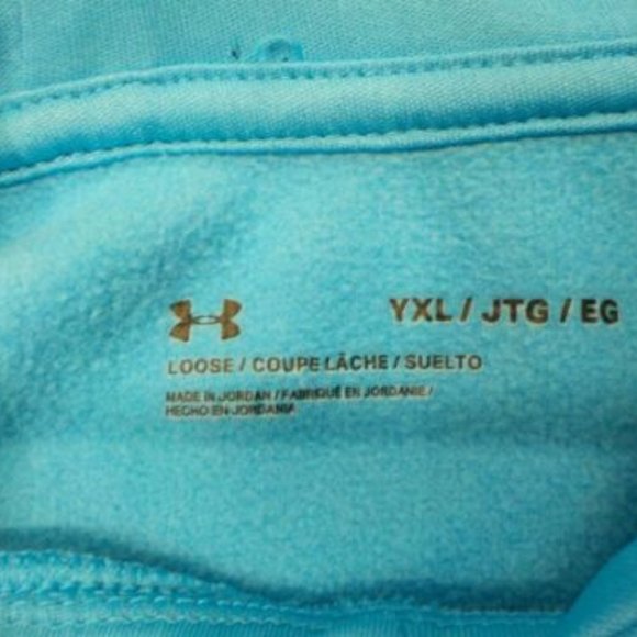 Girls Hoodie Under Armour ColdGear Loose Fit Big Logo Youth Fleece Sweatshirt XL - Picture 5 of 9
